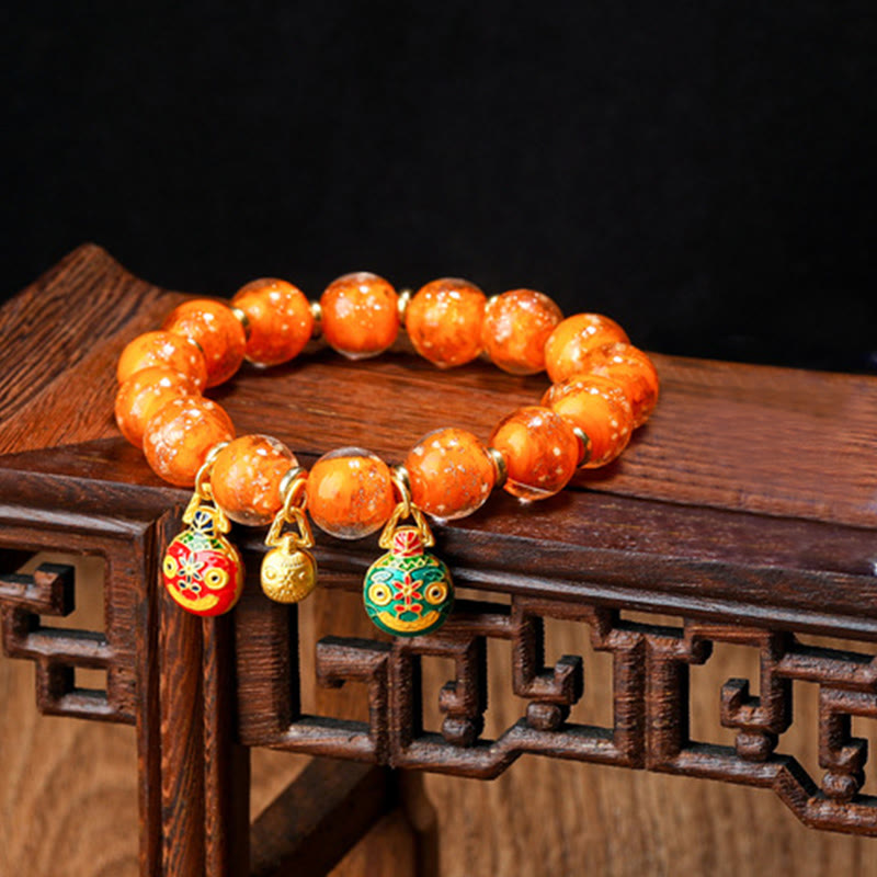 KarmaRipple's Gold Swallowing Beast Family Talisman Luminous Fluorescent Liuli Glass Bead Success Bracelet p43