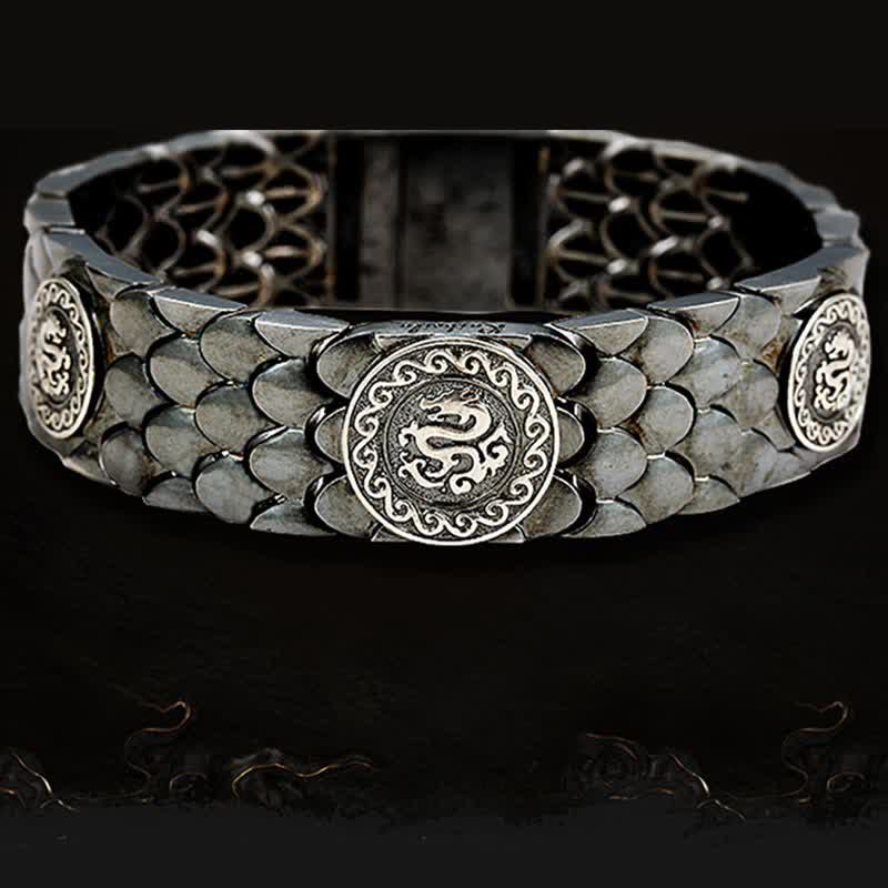 KarmaRipple's 925 Sterling Silver Dragon Scales Fortune Success Bracelet Bangle p6