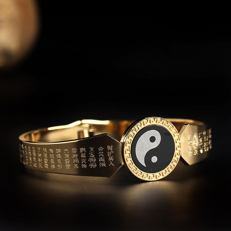 KarmaRipple's Yin Yang Lotus Om Mani Padme Hum Mantra Titanium Steel Balance Bracelet Bangle p27