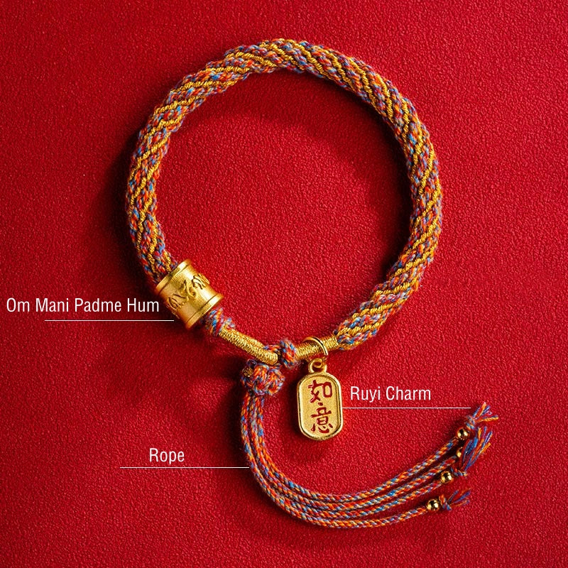 KarmaRipple's Handmade Multicolored Tibetan Om Mani Padme Hum Ruyi Auspicious Talisman Woven Bracelet p11