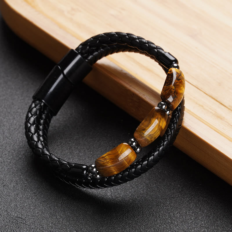 KarmaRipple's Authentic Tiger Eye Protection Willpower Magnetic Buckle Leather Bracelet p5