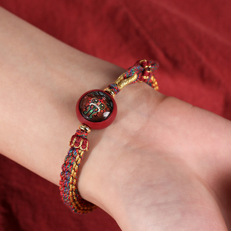 KarmaRipple's Colorful Rope Cinnabar Thangka Blessing Woven Bracelet p9
