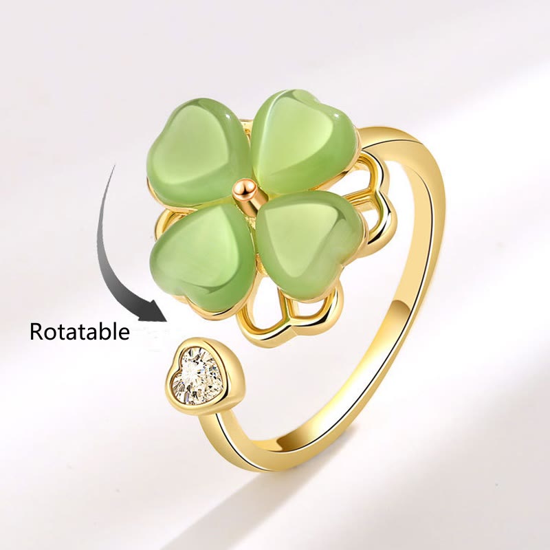 KarmaRipple's Cat's Eye Four Leaf Clover Zircon Love Rotatable Ring p6