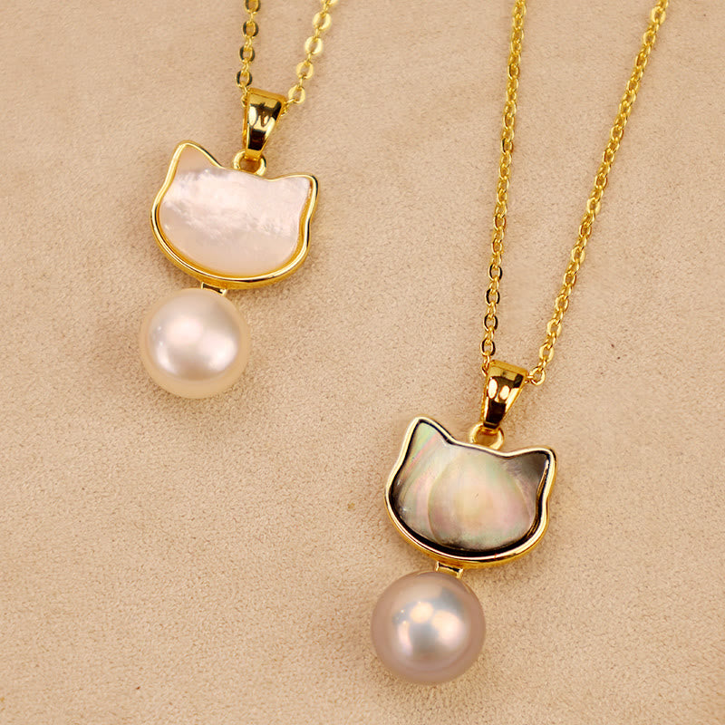 KarmaRipple's Authentic Pearl Bronze Cat Balancing Pendant Necklace Earrings p11