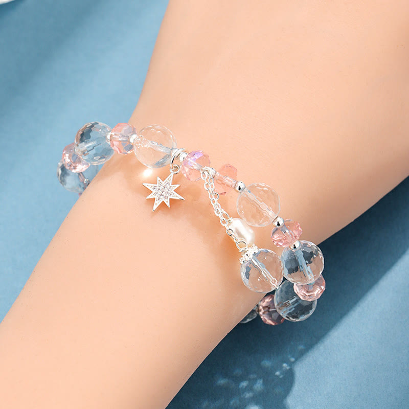 KarmaRipple's Ivory Gemstone Pink Gemstone Protection Star Talisman Bracelet p8