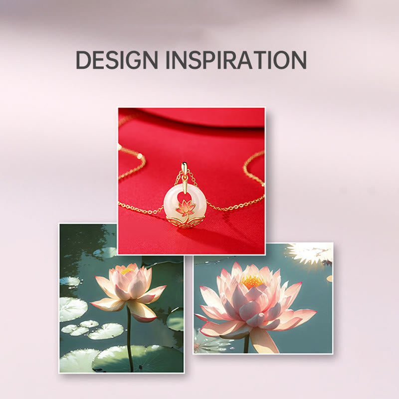 KarmaRipple's 925 Sterling Silver Hetian Ivory Jade Lotus Flower Blessing Pendant Necklace p8