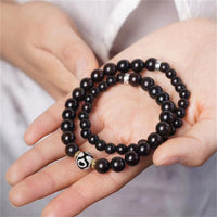 KarmaRipple's Tibet Ebony Wood Dzi Bead Balance Double Wrap Bracelet
