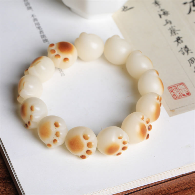 KarmaRipple's Cute Cat Paw Claw Bodhi Seed Peace Bracelet p4