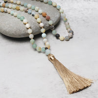 KarmaRipple's 108 Amazonite Beadwork Tassel Mala Bracelet