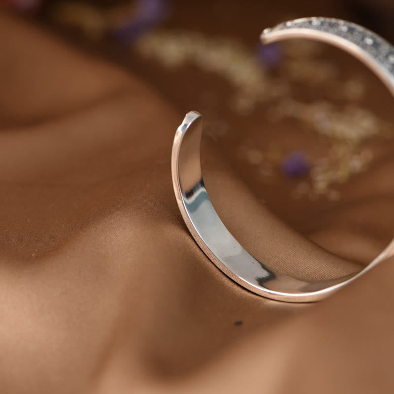 KarmaRipple's 925 Sterling Silver Om Mani Padme Hum Double Dorje Engraved Wisdom Cuff Bracelet Bangle p9