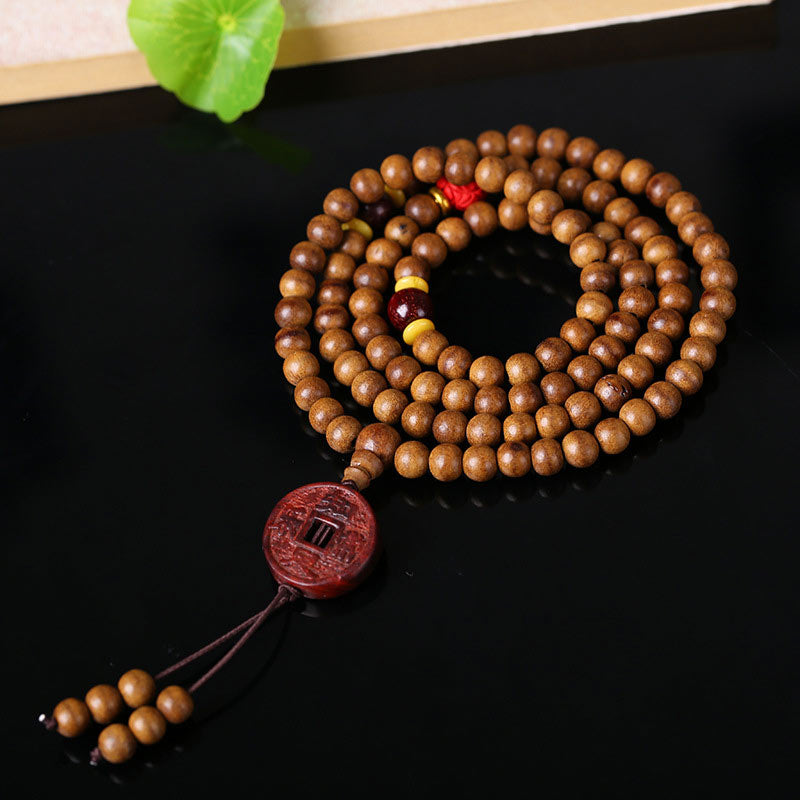 KarmaRipple's 108 Mala Beadwork Peach Wood Bodhi?Seed Lotus Prayer Meditation Bracelet p8