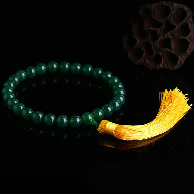 KarmaRipple's Authentic Green Agate Wrist Mala Power Tassels Pocket Mala Car Decoration p6