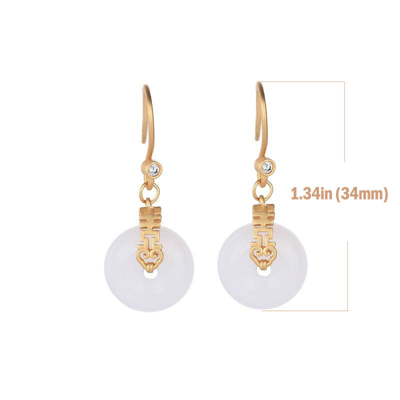 KarmaRipple's Ivory Jade Double Happiness Fortune Earrings p5