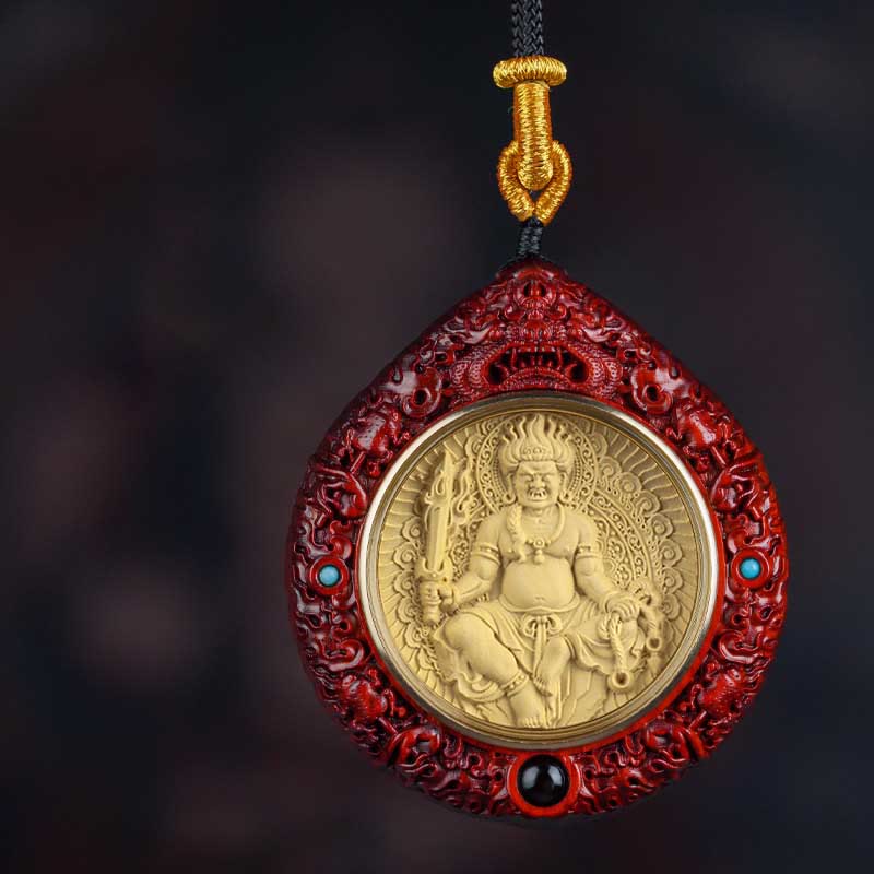 KarmaRipple's Chinese Zodiac Avalokitesvara Small Leaf Red Sandalwood Ebony Longevity Pendant Necklace p13