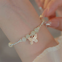 KarmaRipple's 925 Sterling Silver Authentic Hetian Jade Fortune Butterfly Talisman Bracelet