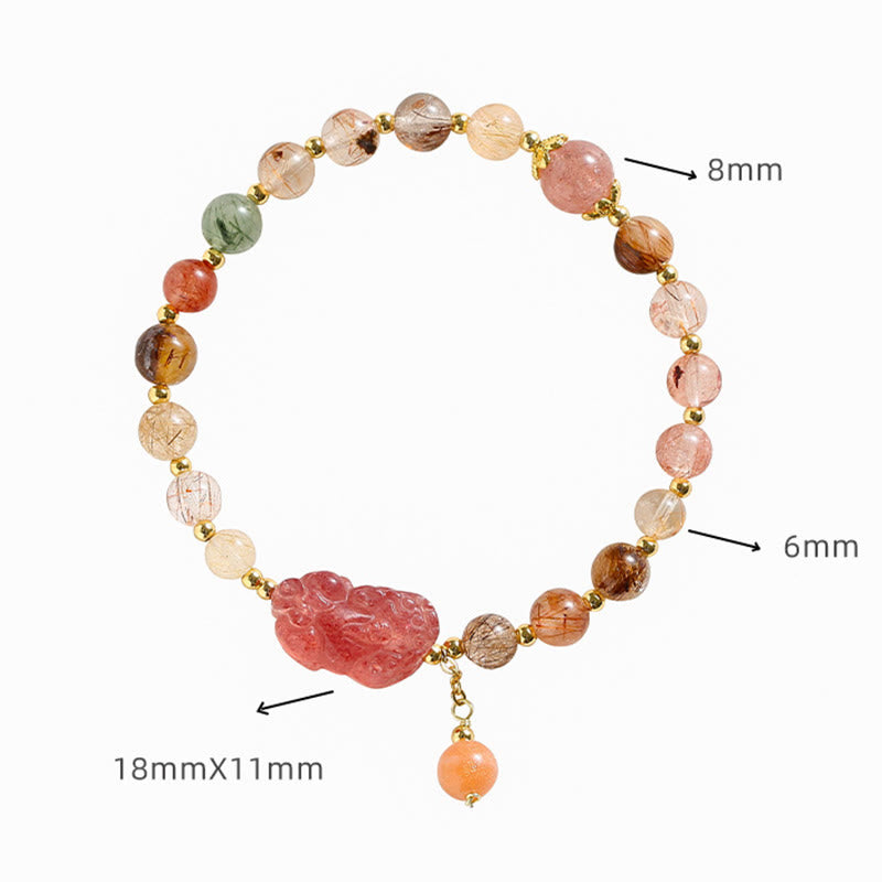 KarmaRipple's Authentic Rutilated Quartz Strawberry Quartz PiXiu Wealth Bracelet p8