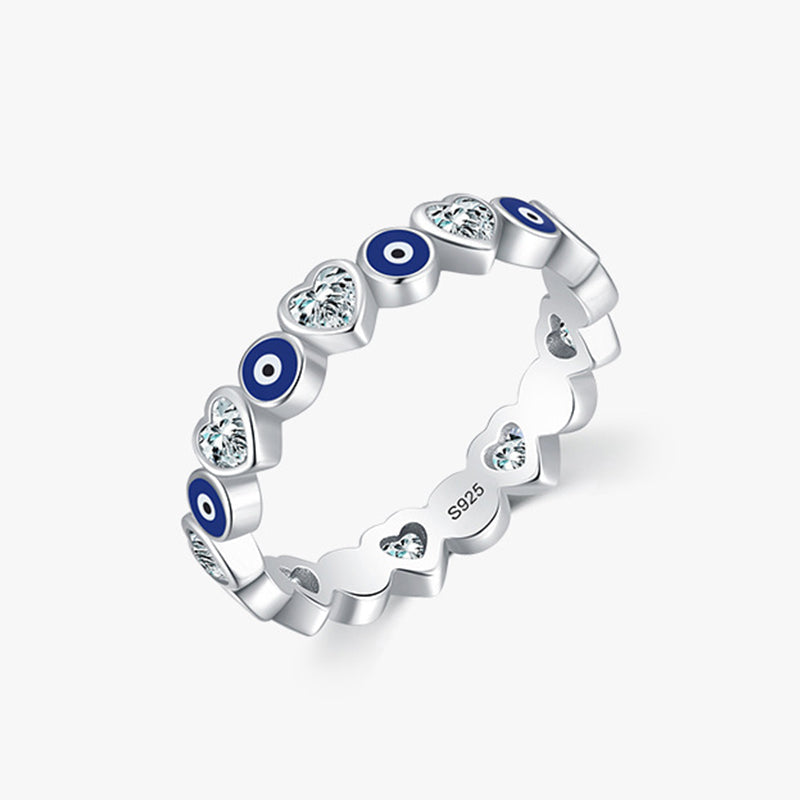 KarmaRipple's 925 Sterling Silver Evil Eye Love Heart Zircon Blessing Ring p14