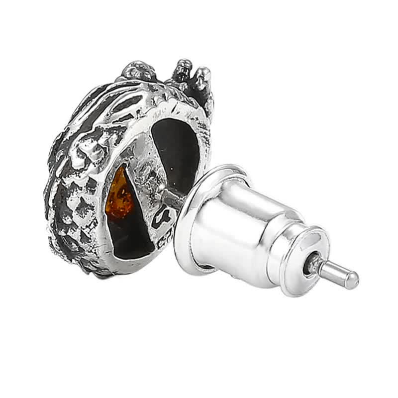 KarmaRipple's 925 Sterling Silver Authentic Amber Dragon Success Protection Stud Earring p9