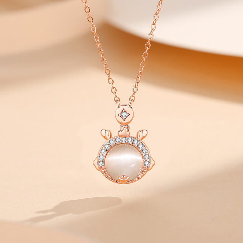 KarmaRipple's 925 Sterling Silver Year of the Dragon Cat's Eye Cute Dragon Bronze Coin Protection Bracelet Pendant Necklace Earrings ( p16