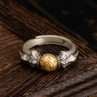 KarmaRipple's 925 Sterling Silver Manjusri Mantra Om Mani Padme Hum Peace Adjustable Ring