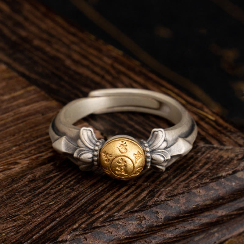 KarmaRipple's 925 Sterling Silver Manjusri Mantra Om Mani Padme Hum Peace Adjustable Ring p11