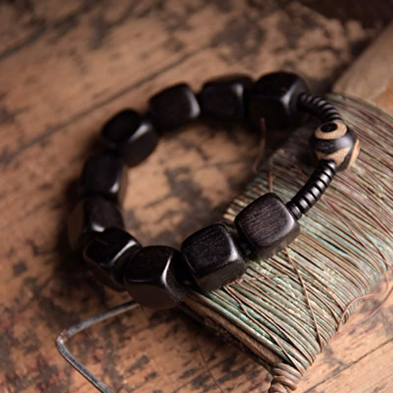KarmaRipple's Tibetan Ebony Wood Dzi Bead Strength Bracelet p5