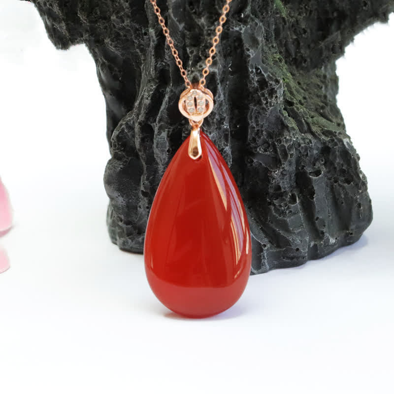 KarmaRipple's 925 Sterling Silver Waterdrop Red Agate Confidence Pendant Necklace p7