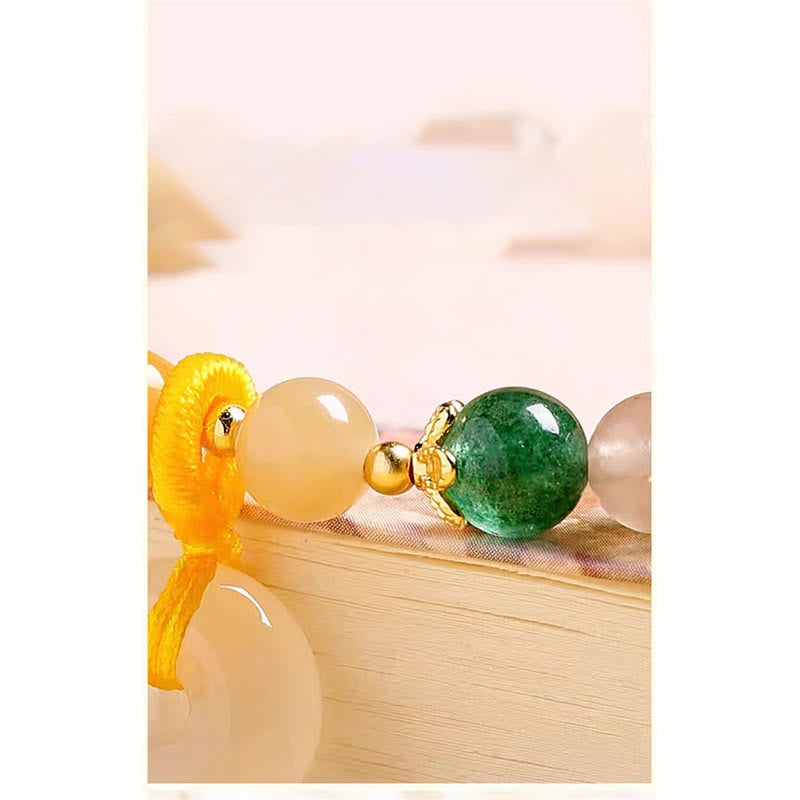 KarmaRipple's 14K Gold Plated Colorful Golden Silk Jade Peace Buckle Wealth Bracelet p12