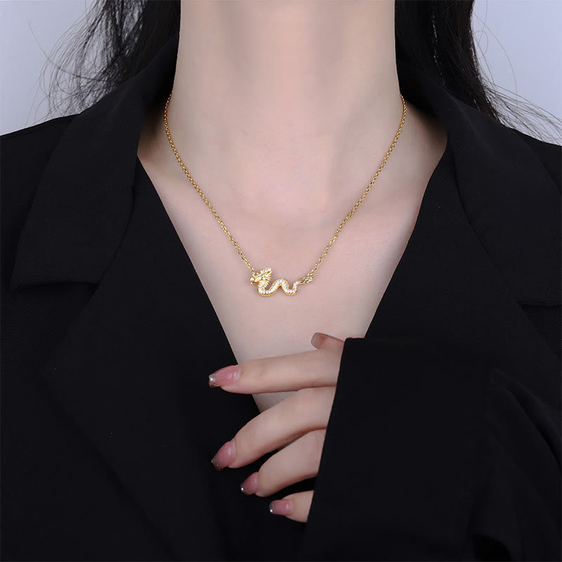 KarmaRipple's 925 Sterling Silver Year Of The Dragon Auspicious Golden Dragon Fortune Chain Pendant Necklace p4