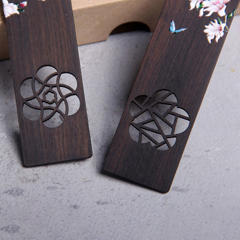 KarmaRipple's Butterfly Flower Ebony Wood Bookmarks With Gift Box p9