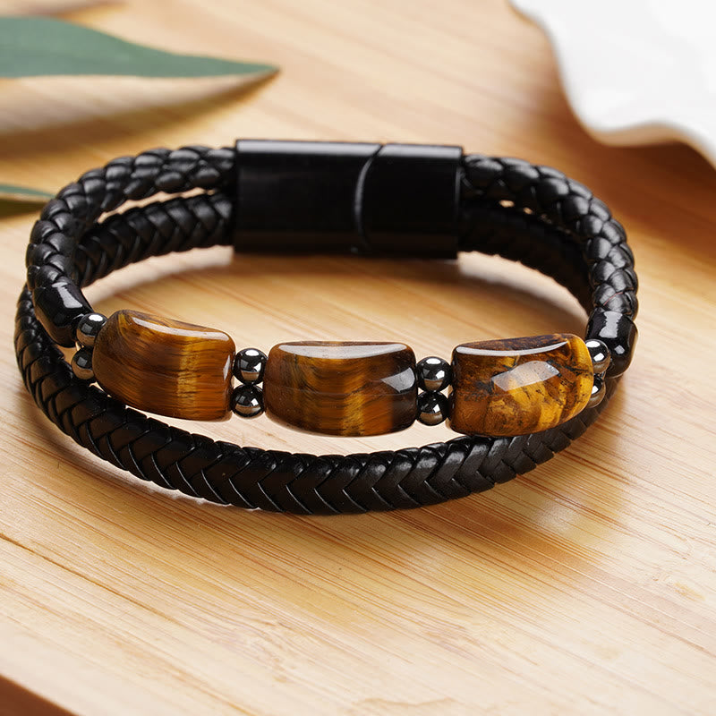 KarmaRipple's Authentic Tiger Eye Protection Willpower Magnetic Buckle Leather Bracelet p4