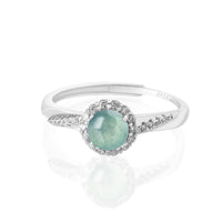 KarmaRipple's 925 Sterling Silver Round Jade Fortune Prosperity Adjustable Ring