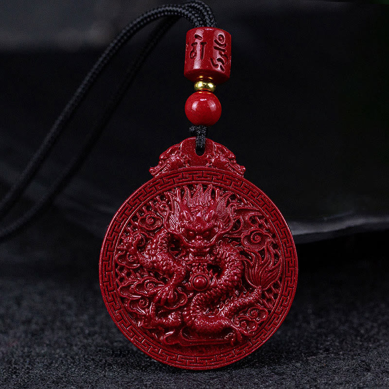 KarmaRipple's Year of the Dragon Authentic Cinnabar Dragon Protection Pendant Necklace p1