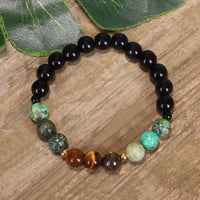 KarmaRipple's 108 Mala Beadwork Authentic Stone Tiger Eye Turquoise Protection Strength Bracelet Pendant