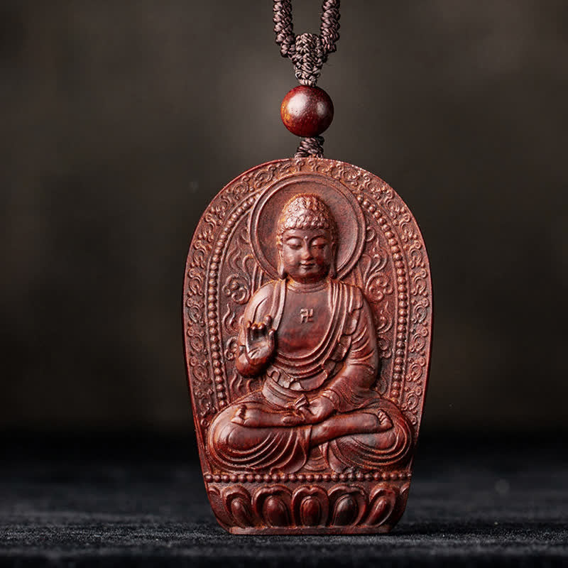 KarmaRipple's Chinese Zodiac Natal Buddha Small Leaf Red Sandalwood Lotus Protection Pendant Necklace p6