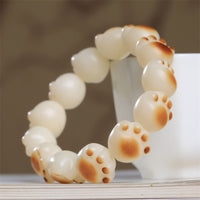 KarmaRipple's Cute Cat Paw Claw Bodhi Seed Peace Bracelet