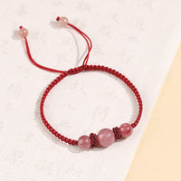KarmaRipple's Authentic Strawberry Quartz Gemstone Love Red String Weave Bracelet Anklet