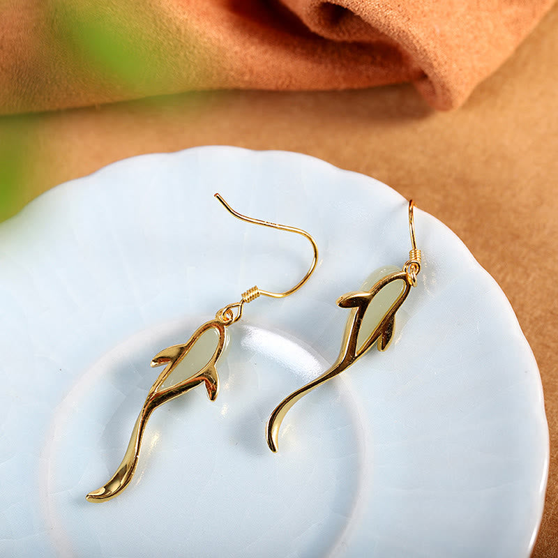 KarmaRipple's Fish Pattern Jade Fortune Dangle Drop Earrings p9