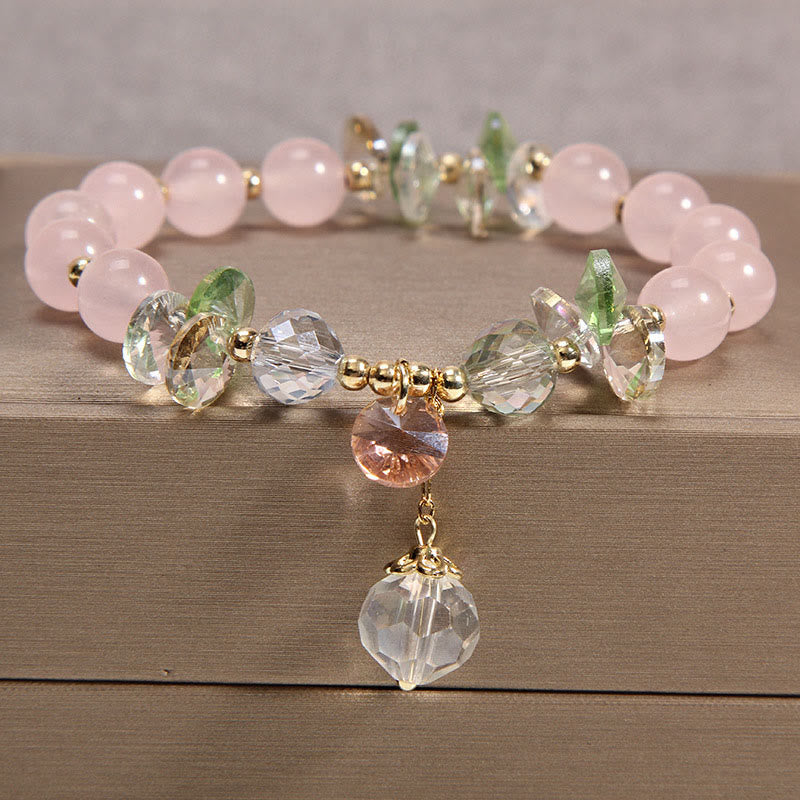 KarmaRipple's Cat's Eye Pink Gemstone Peace Talisman Bracelet p2