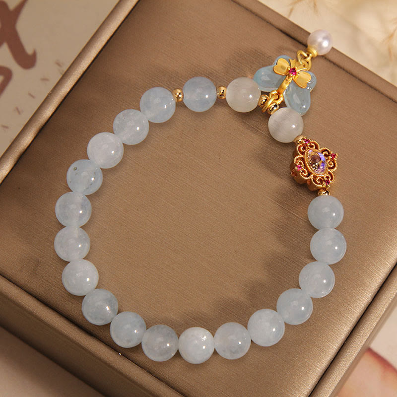 KarmaRipple's Aquamarine Cat's Eye Balancing Butterfly Pearl Talisman Bracelet p4