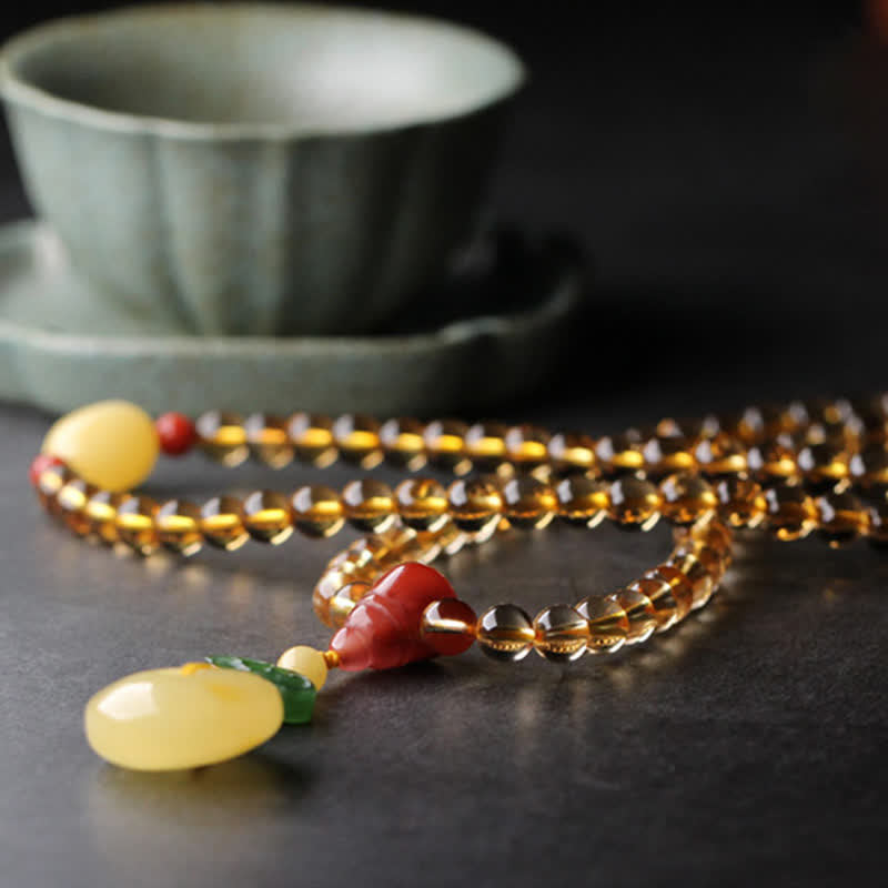 KarmaRipple's 108 Mala Beadwork Authentic Citrine Amber Peace Buckle Red Agate PiXiu Protection Talisman Bracelet p15