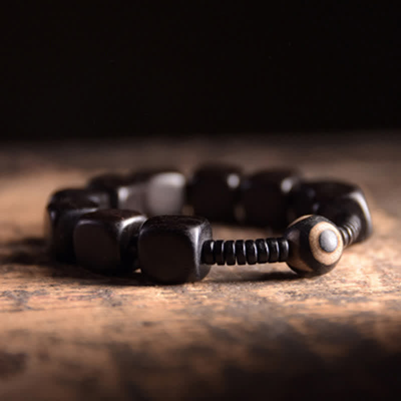 KarmaRipple's Tibetan Ebony Wood Dzi Bead Strength Bracelet p3