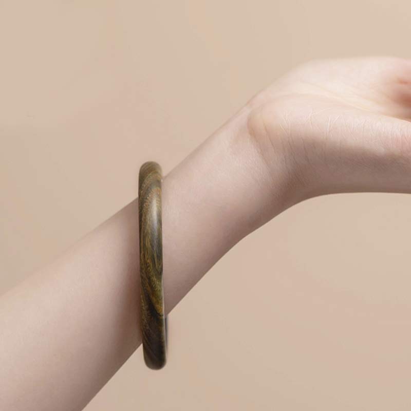 KarmaRipple's Tibetan Small Leaf Red Sandalwood Ebony Green Sandalwood Protection Bracelet Bangle p20