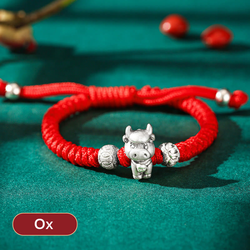 KarmaRipple's 999 Sterling Silver Chinese Zodiac Red Rope Fortune Handcrafted Kids Bracelet p3