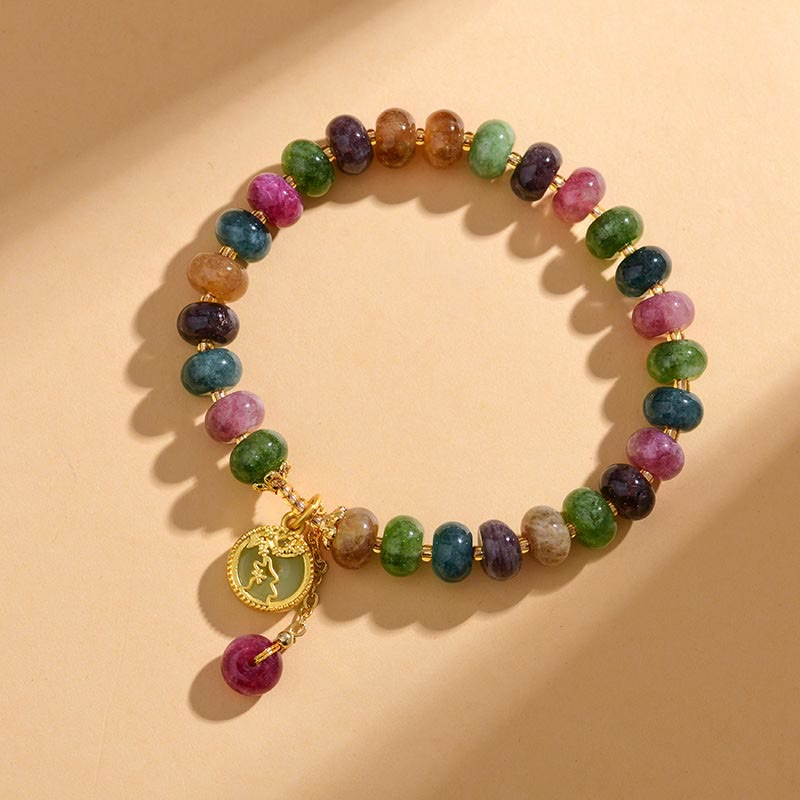 KarmaRipple's Colorful Tourmaline Cute Flower Rabbit Talisman Love Bracelet p2