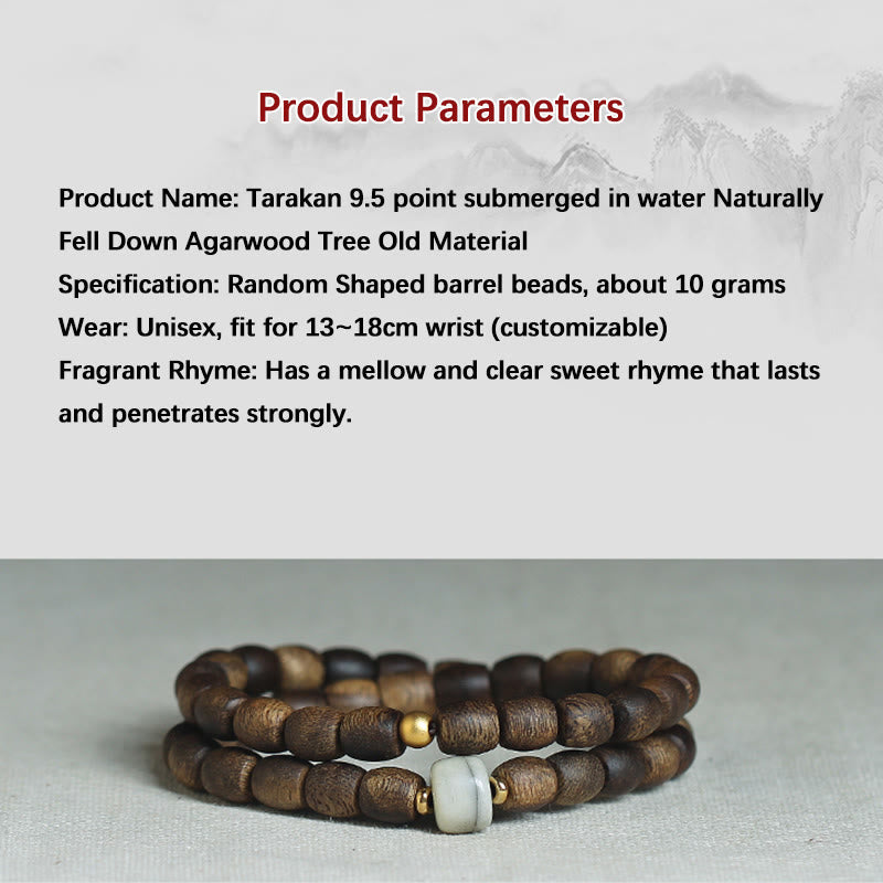 KarmaRipple's 999 Gold Rare Tarakan Agarwood Tibetan Old Spirit Bone Balance Strength Double Wrap Bracelet p11