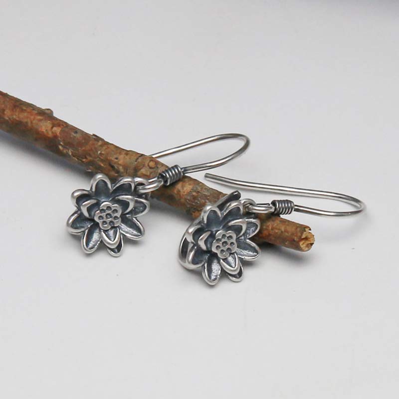 KarmaRipple's 925 Sterling Silver Lotus Flower Enlightenment Earrings p5