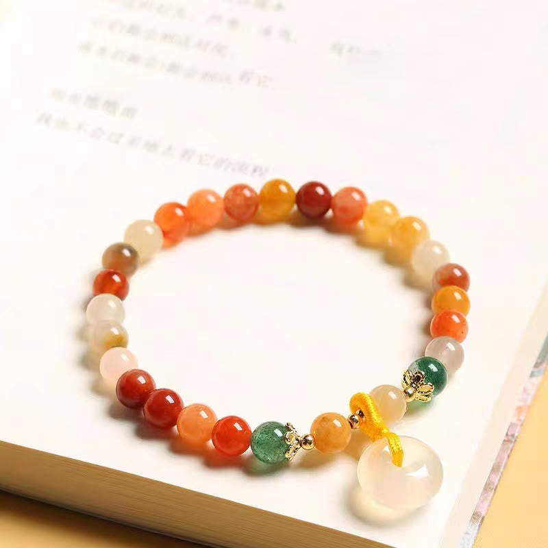 KarmaRipple's 14K Gold Plated Colorful Golden Silk Jade Peace Buckle Wealth Bracelet p5