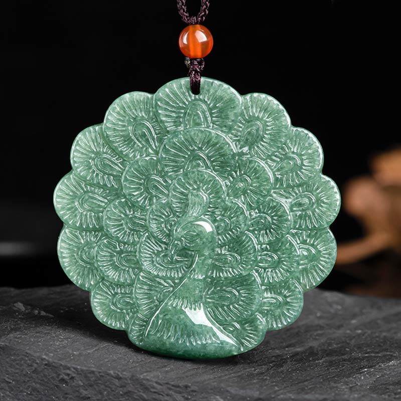 KarmaRipple's Authentic Jade Peacock Fortune Prosperity Pendant Necklace p6