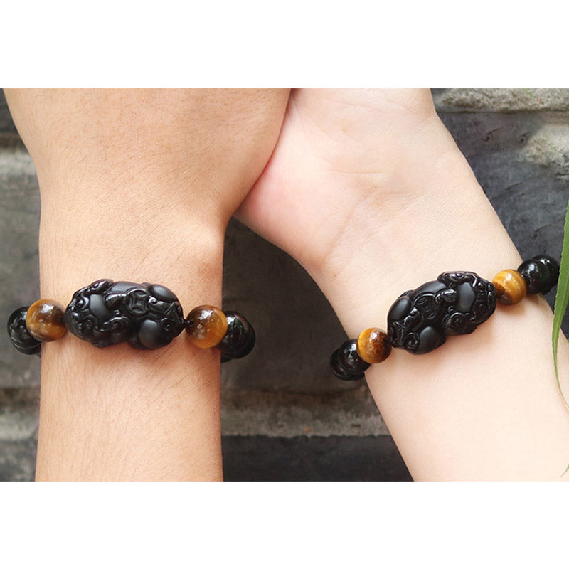 KarmaRipple's FengShui PiXiu Rainbow Obsidian Tiger Eye Wealth Bracelet p7